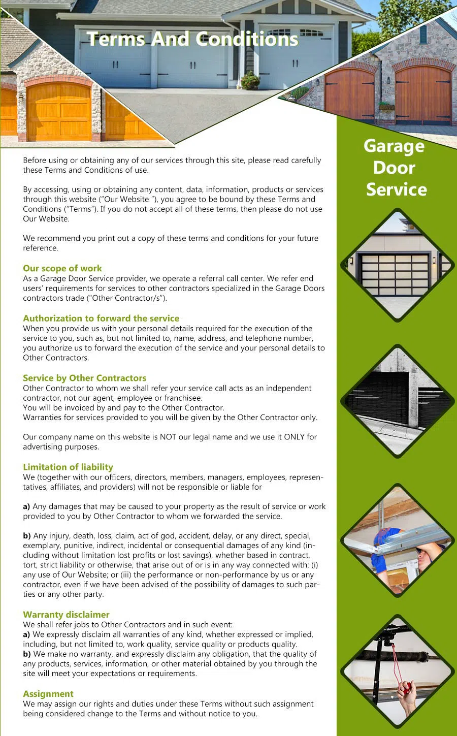 Galaxy Garage Door Service San Francisco, CA 415-663-2144 - terms5